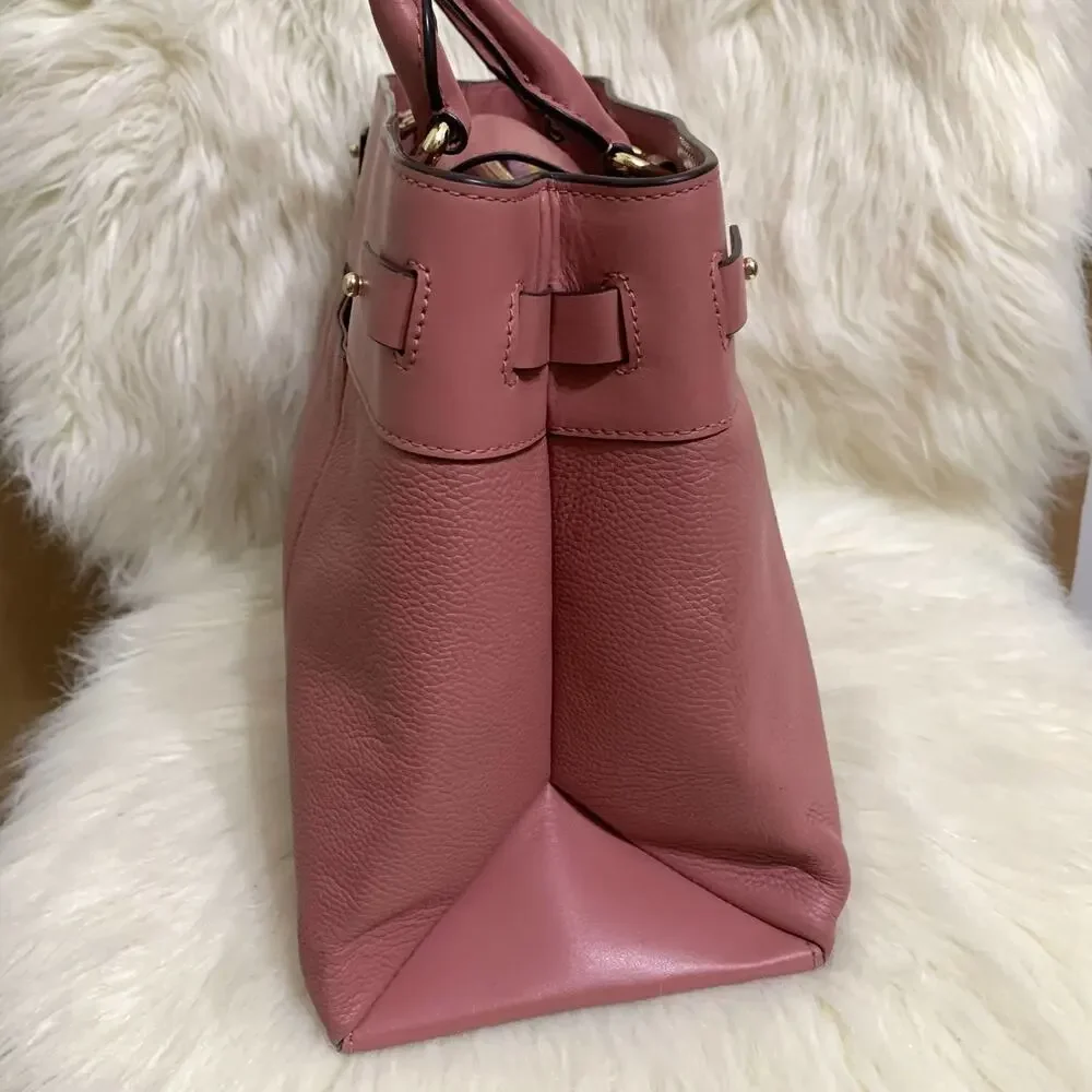 MICHAEL KORS Soft Pink Large Leather GRAMERCY Padlock Satchel